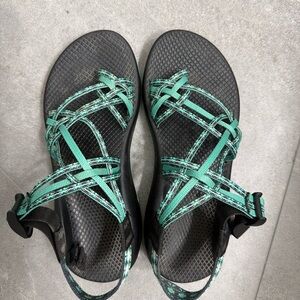 Chaco Green and Black Strappy Sandals